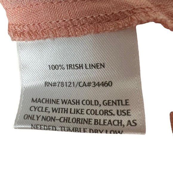 Eileen Fisher Women SZ SMALL Irish Linen Peachy Orange Long Roll Sleeve Blouse - Picture 3 of 8
